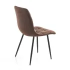 Köksstol i tyg med svarta metallben 4 delar - Ljusblå Viadurini