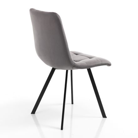 Köksstol i tyg med svarta metallben 4 delar - Ljusblå Viadurini