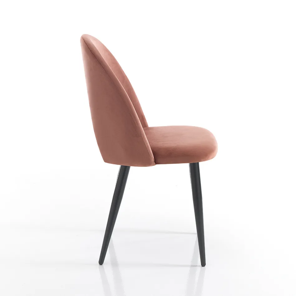 Köksstol i sammetseffekt tyg och metall 4 delar - Renetta Viadurini