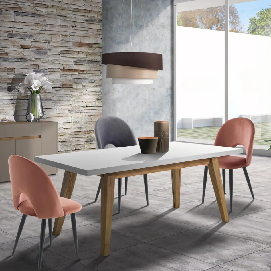 Köksstol i sammetseffekt tyg och metall 4 delar - Renetta Viadurini