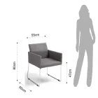 Köksstol i grått tyg med metallunderrede 2 delar - slutare Viadurini