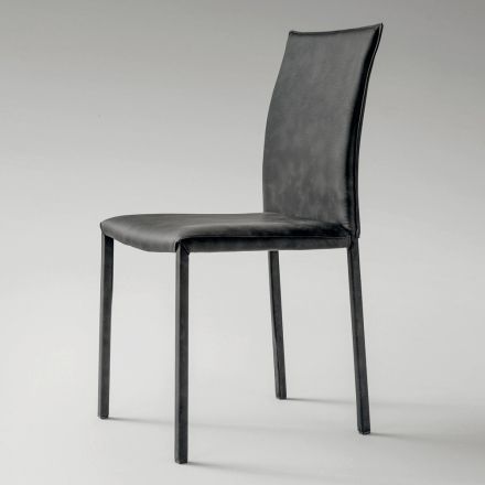 Köksstol helt klädd i ekologiskt läder tillverkad i Italien, 2 delar - Maria Viadurini