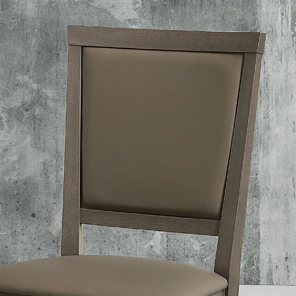 Modern köksstol i trä och ekologisk läderdesign Made in Italy - Taver Viadurini