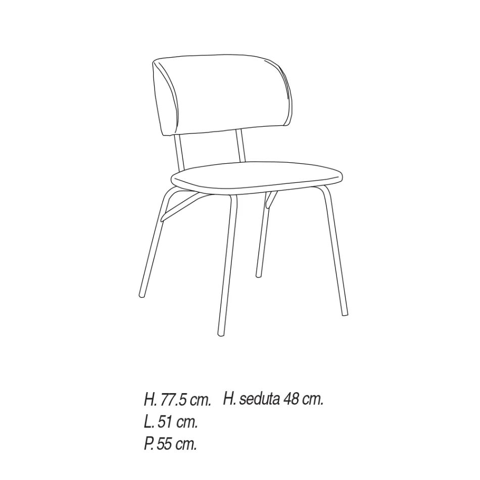 Köksstol klädd i mikrofiber Tillverkad i Italien, 2 delar - Rebecca Viadurini