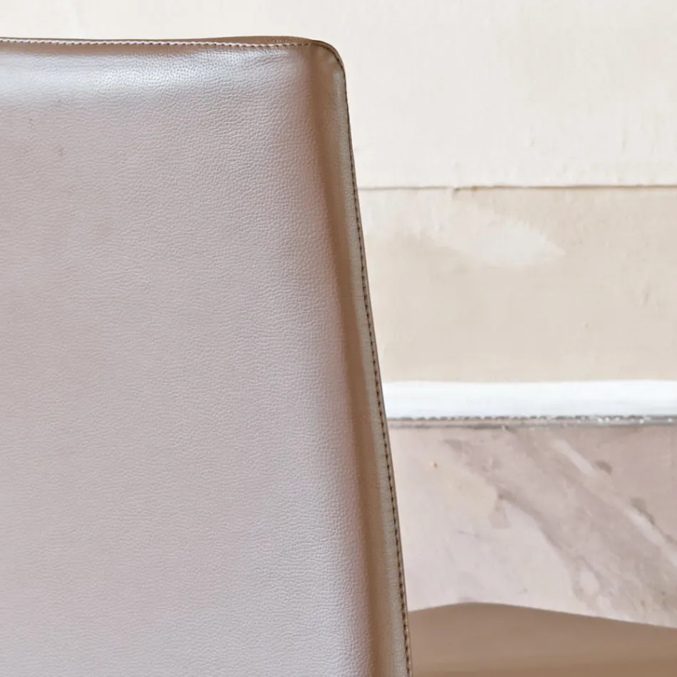 Köksstol klädd i läder med askstruktur Tillverkad i Italien - soligt Viadurini