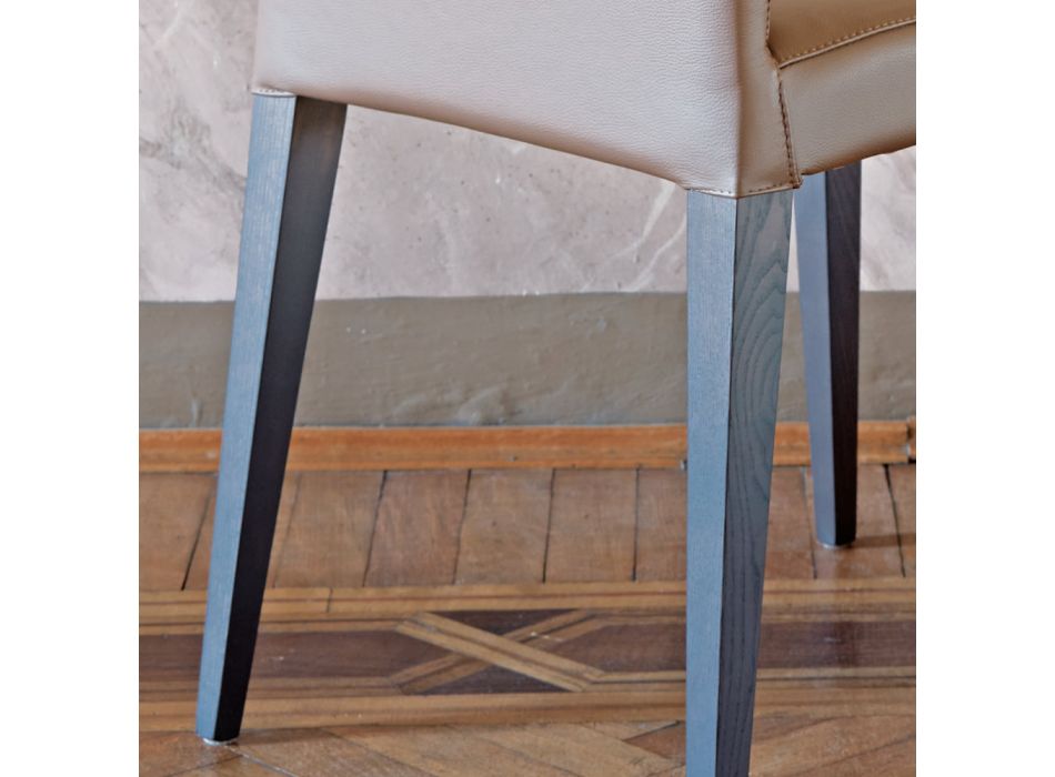 Köksstol klädd i läder med askstruktur Tillverkad i Italien - soligt Viadurini