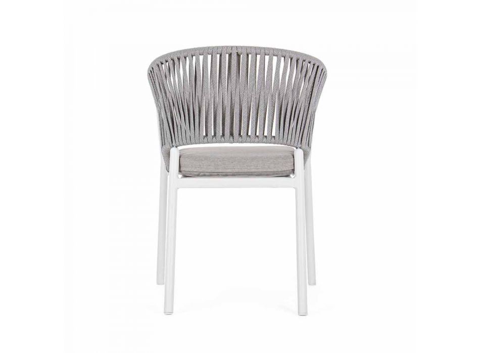 Utomhusstol med armstöd i vit och grå aluminiumkänsla - Rubio Viadurini
