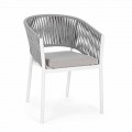 Utomhusstol med armstöd i vit och grå aluminiumkänsla - Rubio
