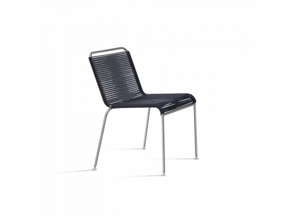 Design utomhusstol i stål och svart sladd Tillverkad i Italien - Madagaskar1 Viadurini