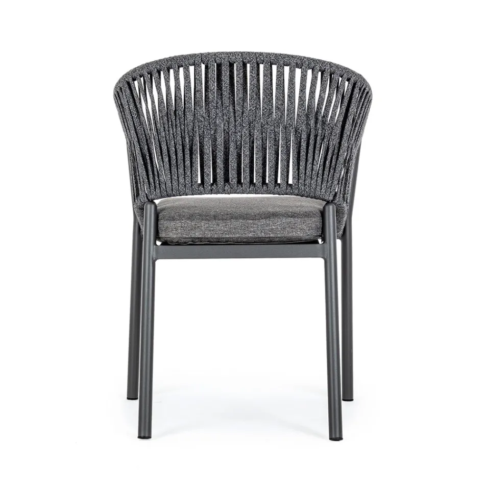 Stapelbar utomhusstol med tygsits, Homemotion 4 delar - Aleandro Viadurini