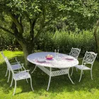 Stapelbar utomhusstol i vit eller antracit aluminium, 4 delar - Ode Viadurini