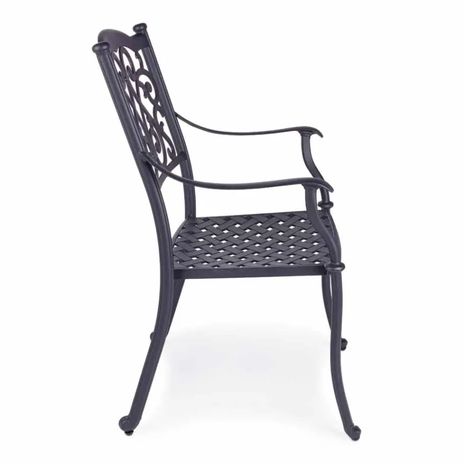 Stapelbar utomhusstol i vit eller antracit aluminium, 4 delar - Ode Viadurini