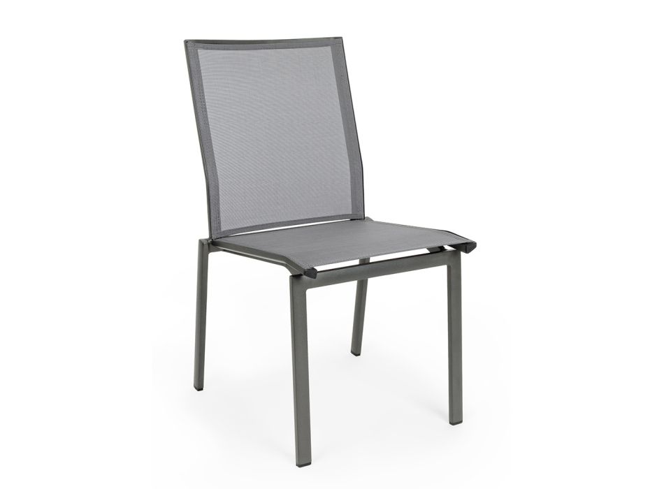 Stapelbar utomhusstol i aluminium och textilen, Homemotion 4 delar - Serge Viadurini