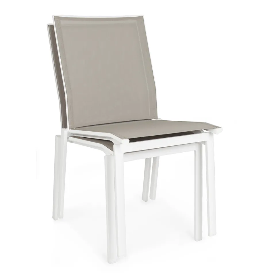 Stapelbar utomhusstol i aluminium och textilen, Homemotion 4 delar - Serge Viadurini