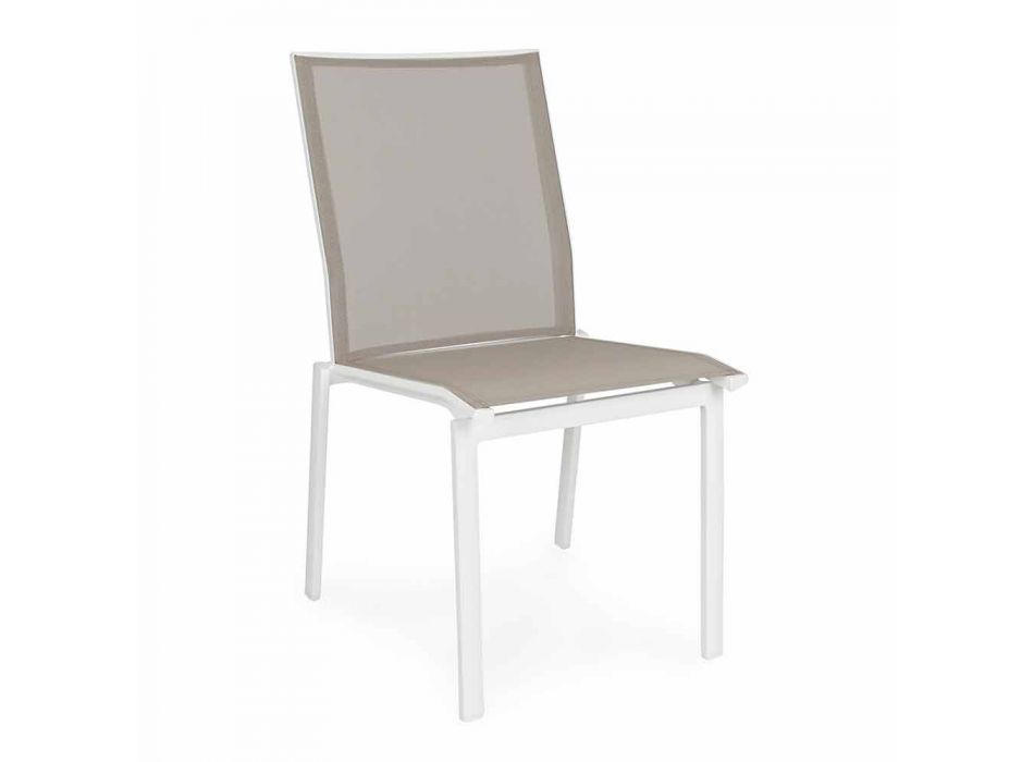 Stapelbar utomhusstol i aluminium och Textilene Homemotion, 4 stycken - Serge Viadurini