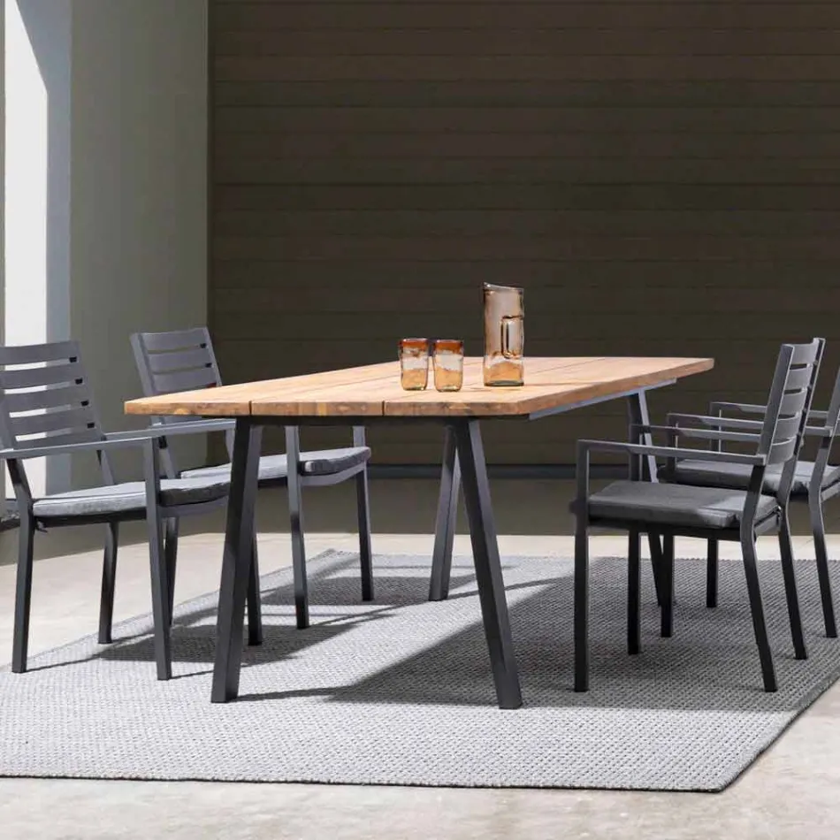 Homemotion stapelbar aluminiumstol utomhus, 4 delar - Carina Viadurini