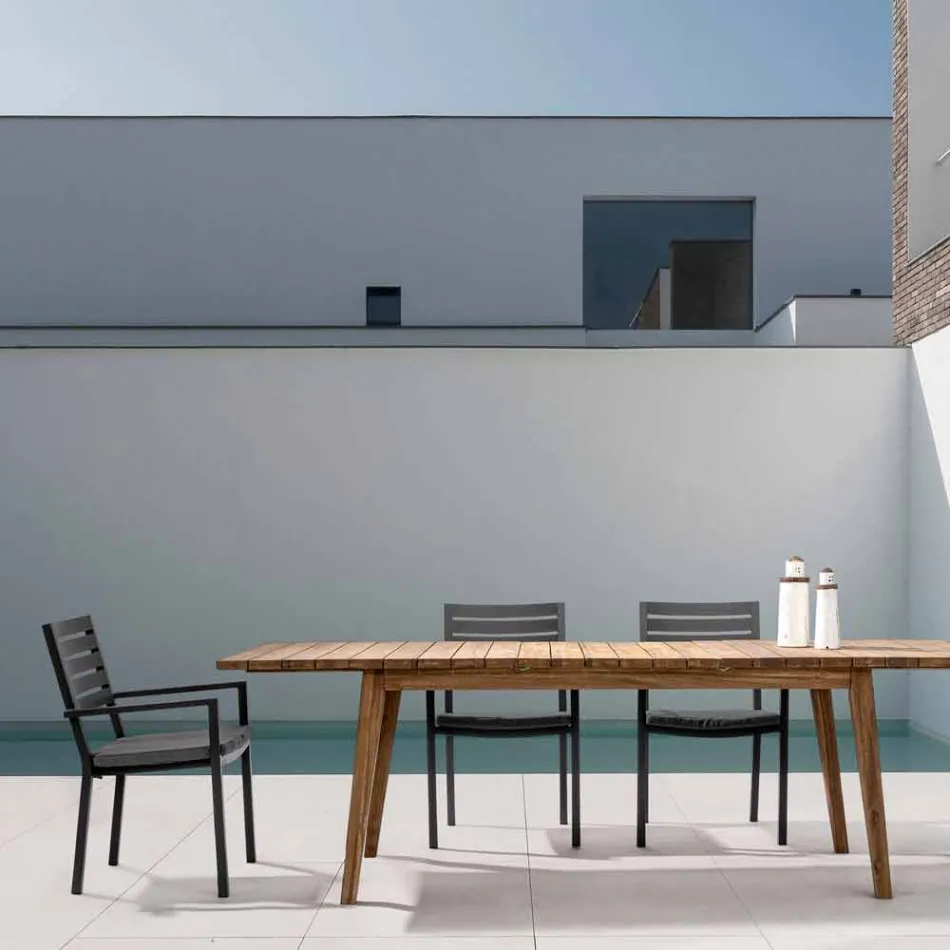 Homemotion stapelbar aluminiumstol utomhus, 4 delar - Carina Viadurini