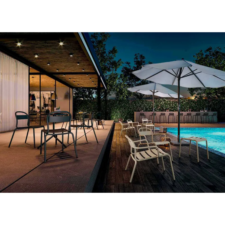 Utomhus stapelbar aluminiumstol Tillverkad i Italien, 2 delar - Shyla Viadurini