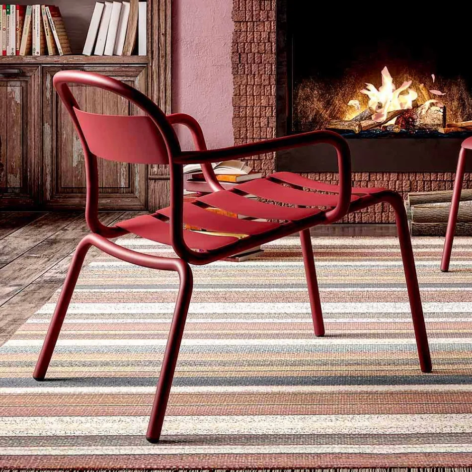 Utomhus stapelbar aluminiumstol Tillverkad i Italien, 2 delar - Shyla Viadurini