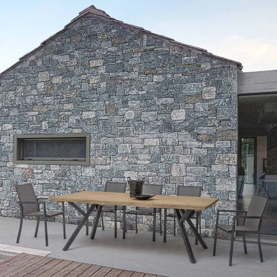 Stapelbar utomhusstol i målat aluminium, Homemotion, 4 delar - Vicki Viadurini