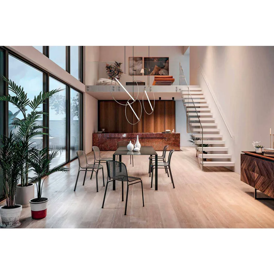 Utomhus stapelbar metallstol Tillverkad i Italien, 4 delar - Prunella Viadurini