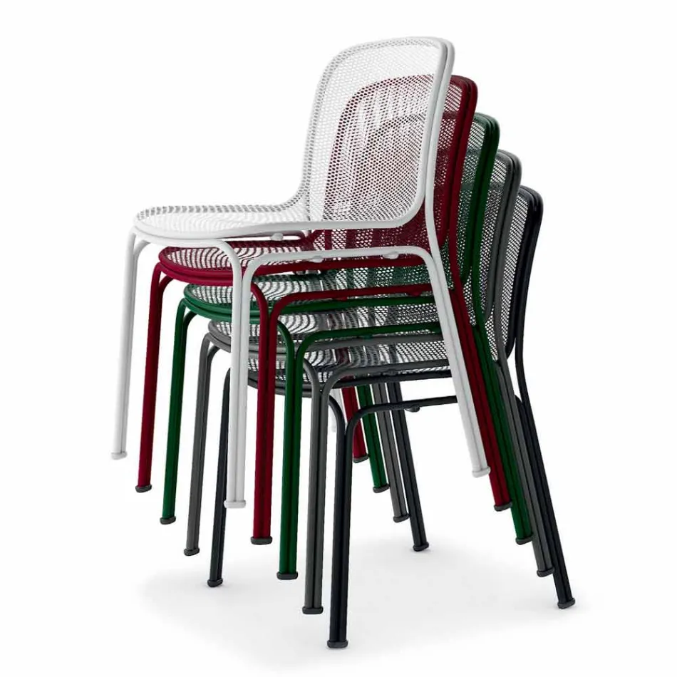 Utomhus stapelbar metallstol Tillverkad i Italien, 4 delar - Prunella Viadurini