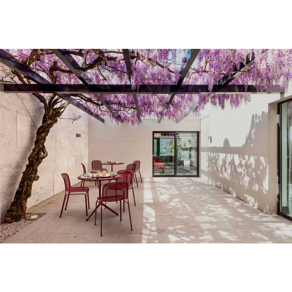 Utomhus stapelbar metallstol Tillverkad i Italien, 4 delar - Prunella Viadurini