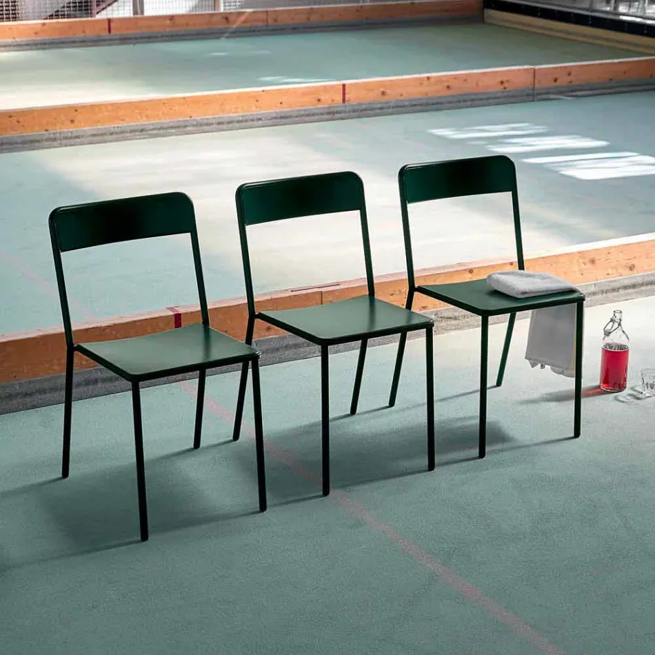 Utomhus stapelbar metallstol Tillverkad i Italien, 4 delar - Xylia Viadurini