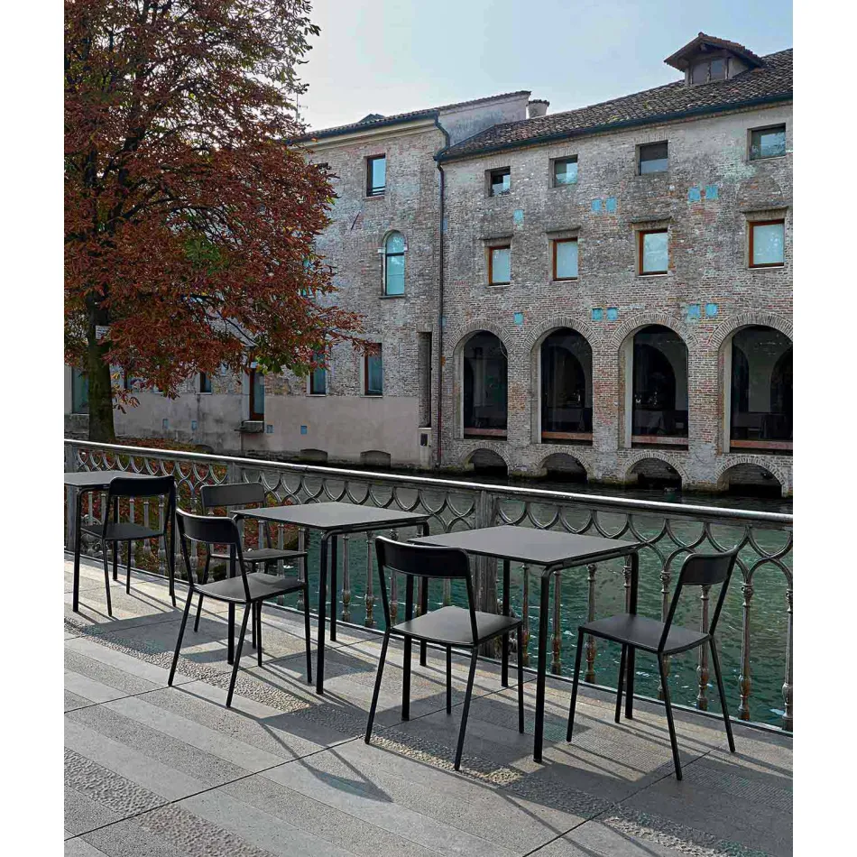 Utomhus stapelbar metallstol Tillverkad i Italien, 4 delar - Xylia Viadurini