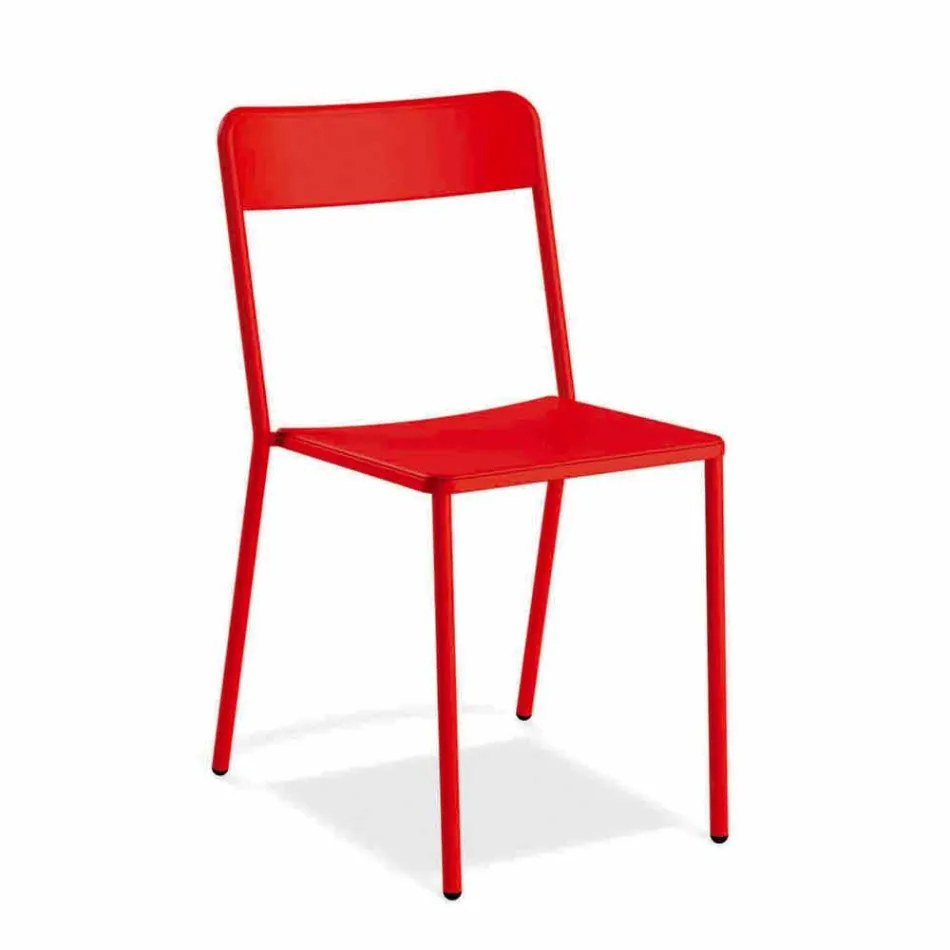 Utomhus stapelbar metallstol Tillverkad i Italien, 4 delar - Xylia Viadurini