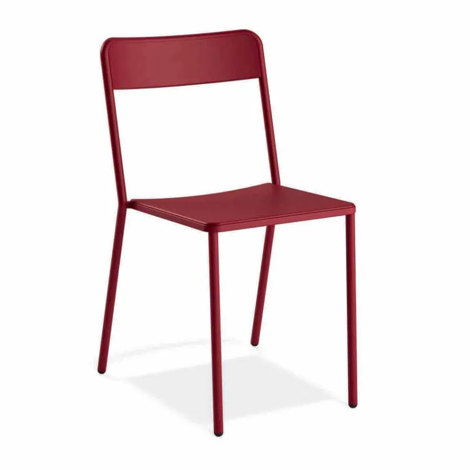 Utomhus stapelbar metallstol Tillverkad i Italien, 4 delar - Xylia Viadurini