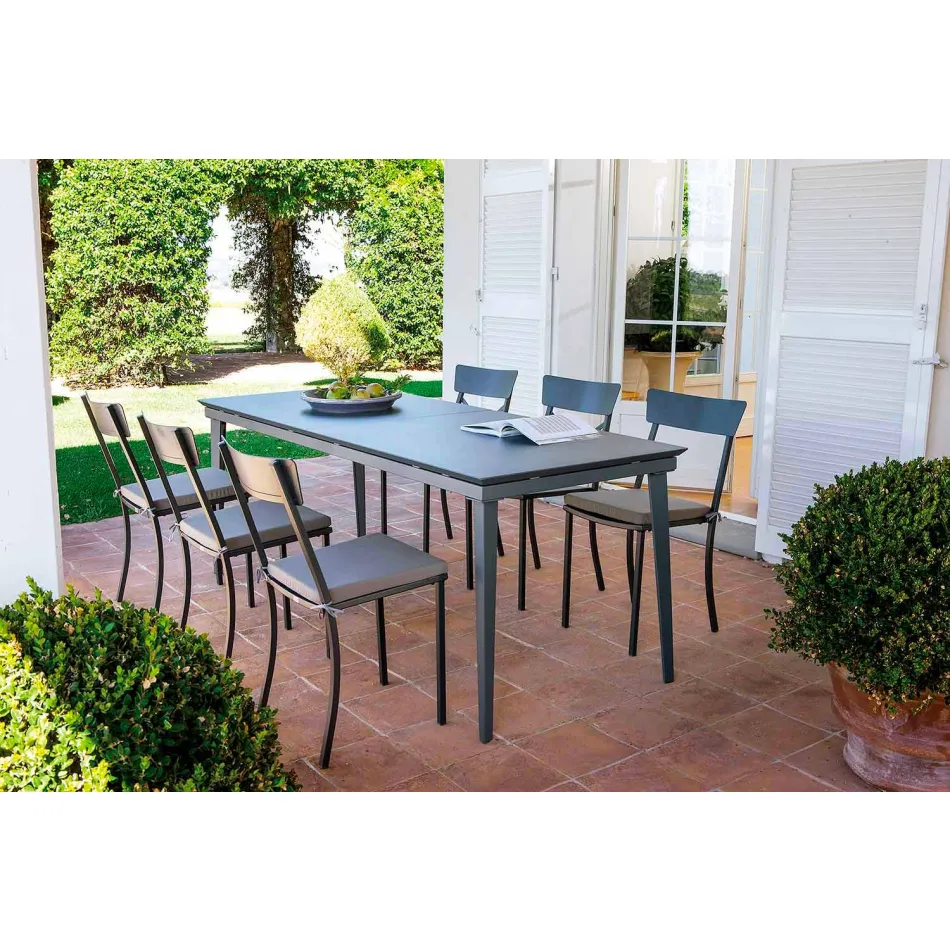 Stapelbar utomhusstol i målad metall tillverkad i Italien, 4 delar - tyll Viadurini