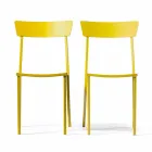 Stapelbar utomhusstol i målad metall tillverkad i Italien, 4 delar - tyll Viadurini