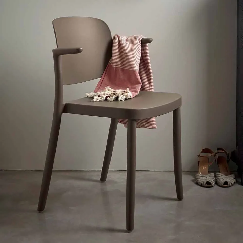 Stapelbar utomhusstol i polypropylen Tillverkad i Italien, 4 delar - Bertina Viadurini