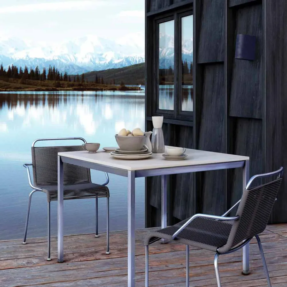 Utomhusstol i stål med armstöd och sladd tillverkad i Italien - Madagaskar2 Viadurini