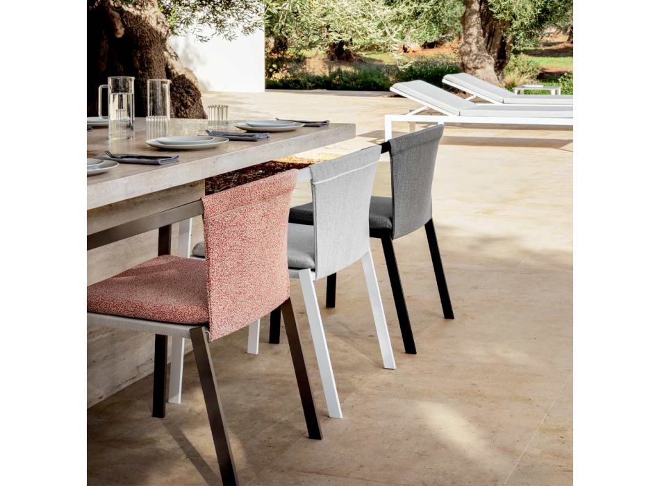 Utomhusstol i aluminium med eller utan dyna, hög kvalitet, 4 st - Filomena Viadurini
