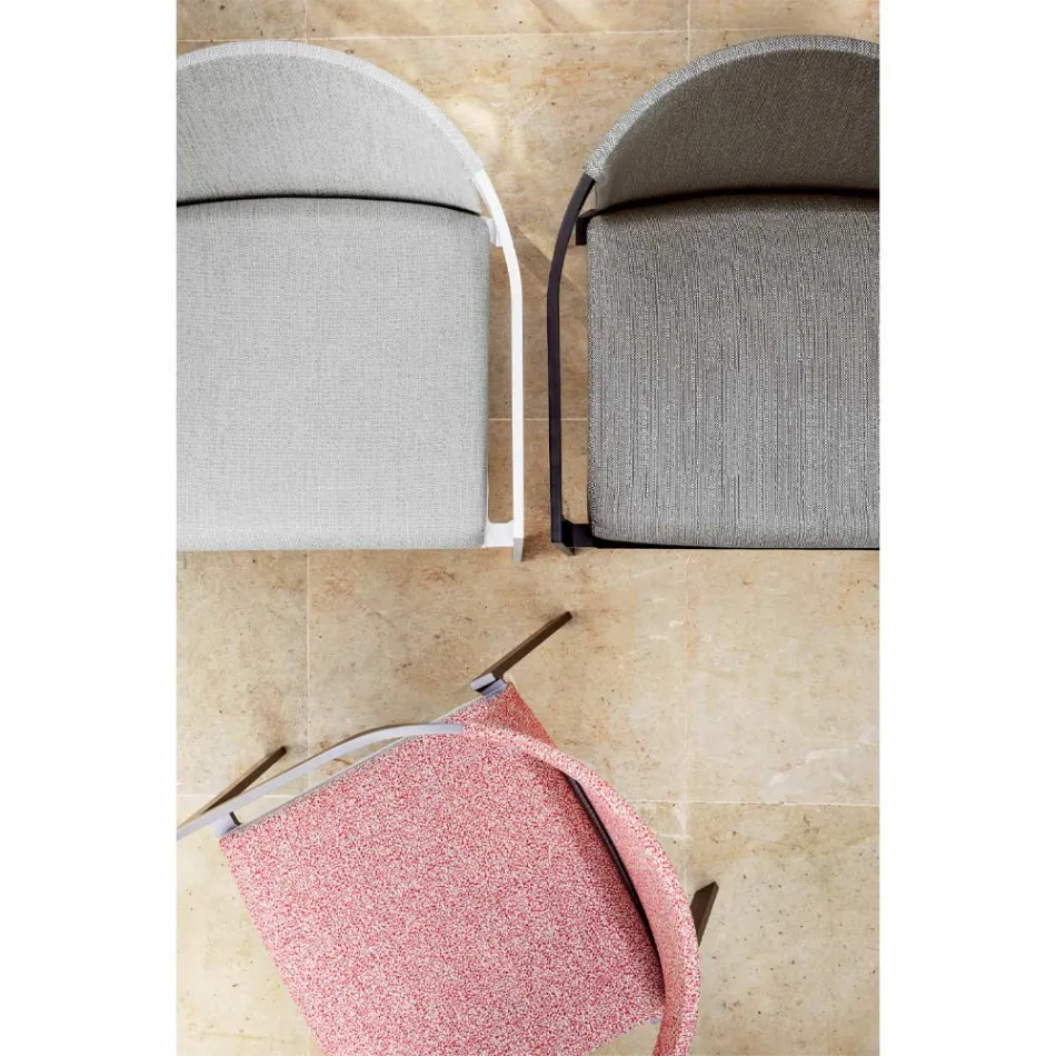 Utomhusstol i aluminium med eller utan dyna, hög kvalitet, 4 st - Filomena Viadurini