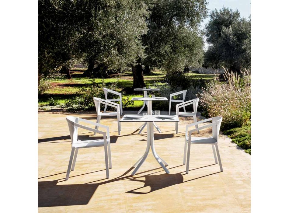 Utomhusstol i aluminium med eller utan dyna, hög kvalitet, 4 st - Filomena Viadurini