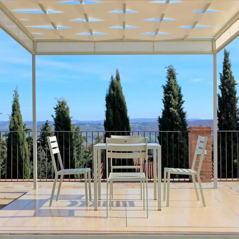 Utomhusstol i Pearl White Painted Iron Made in Italy 4 stycken - Bernie Viadurini