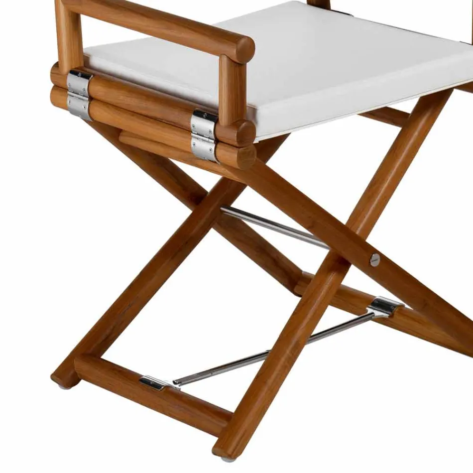 Utomhusstol i naturligt trä eller svart och återförslutbart designtyg - Suzana Viadurini