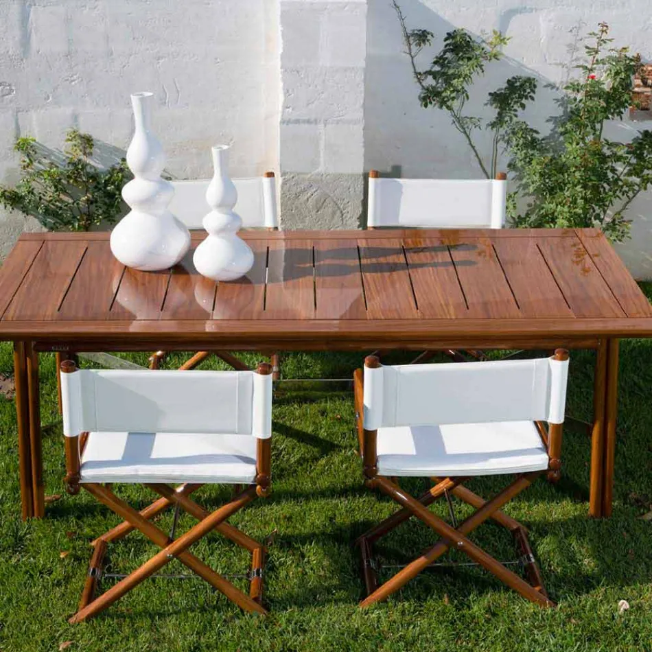 Utomhusstol i naturligt trä eller svart och återförslutbart designtyg - Suzana Viadurini