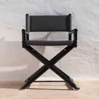 Utomhusstol i naturligt trä eller svart och återförslutbart designtyg - Suzana Viadurini