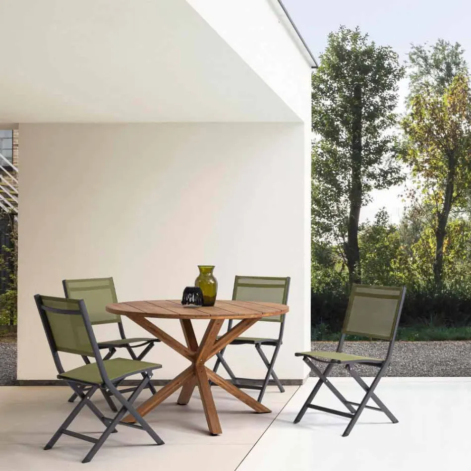 Hopfällbar utomhusstol i Textilene och Aluminium, 4 delar - Holly Viadurini
