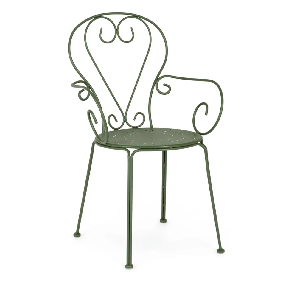 Trädgårdsstol med armstöd Shabby Chic Design i stål - Förtrollning Viadurini