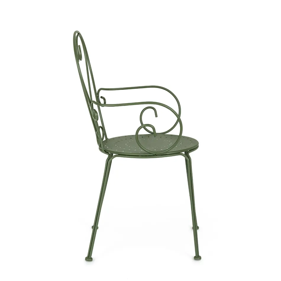 Trädgårdsstol med armstöd Shabby Chic Design i stål - Förtrollning Viadurini