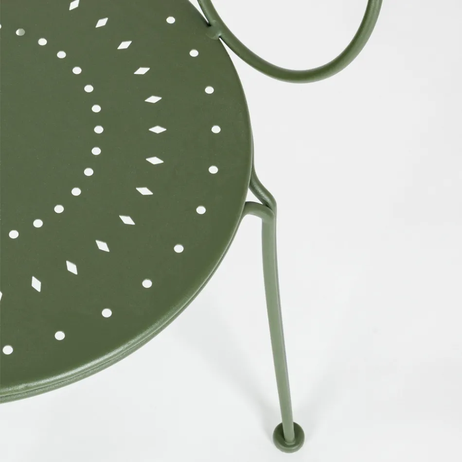 Trädgårdsstol med armstöd Shabby Chic Design i stål - Förtrollning Viadurini