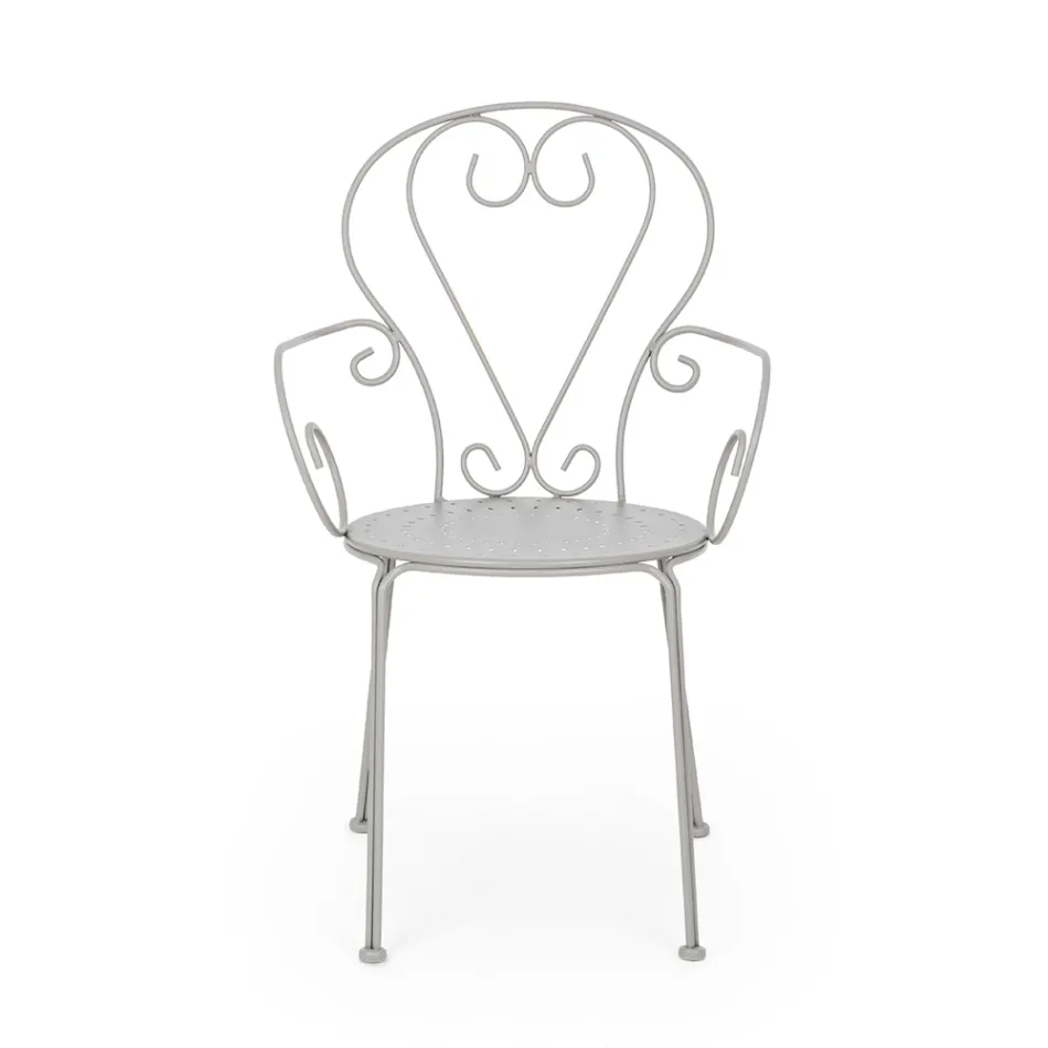 Trädgårdsstol med armstöd Shabby Chic Design i stål - Förtrollning Viadurini