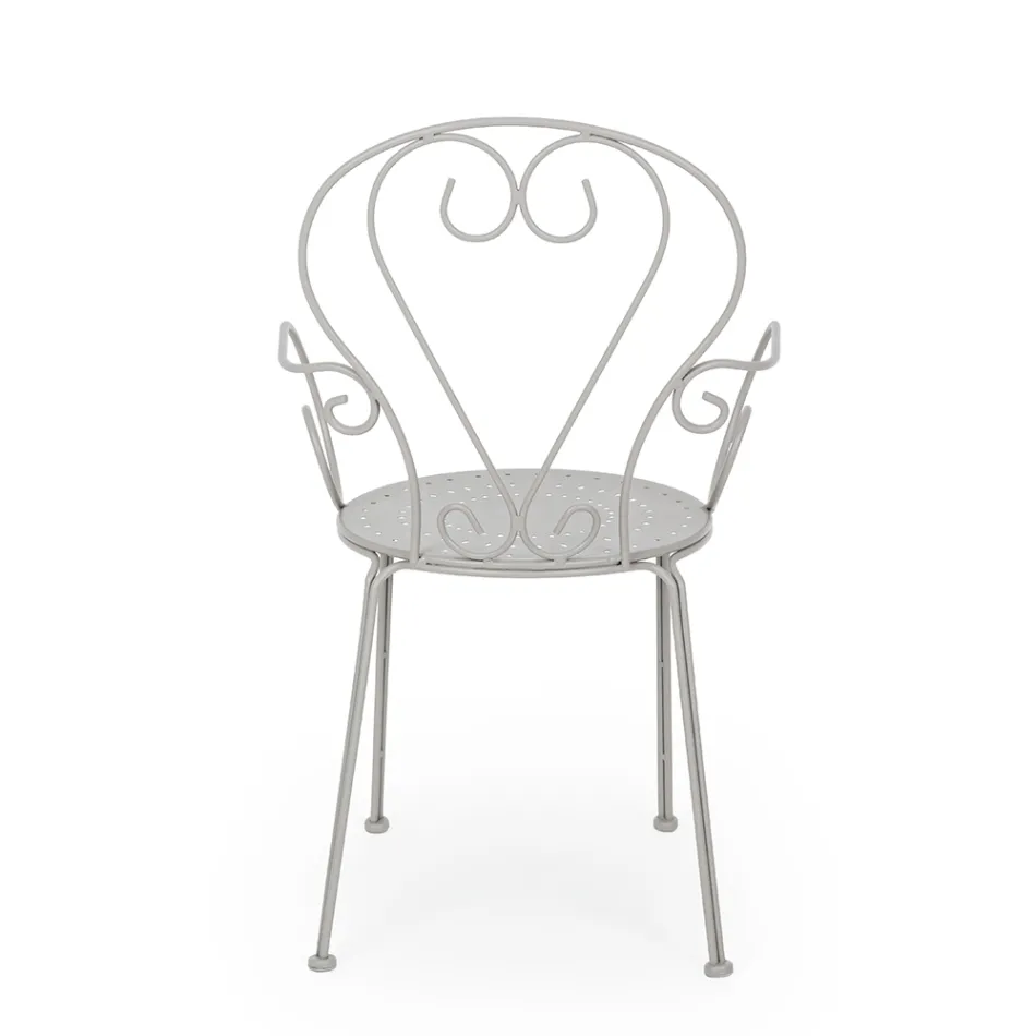 Trädgårdsstol med armstöd Shabby Chic Design i stål - Förtrollning Viadurini