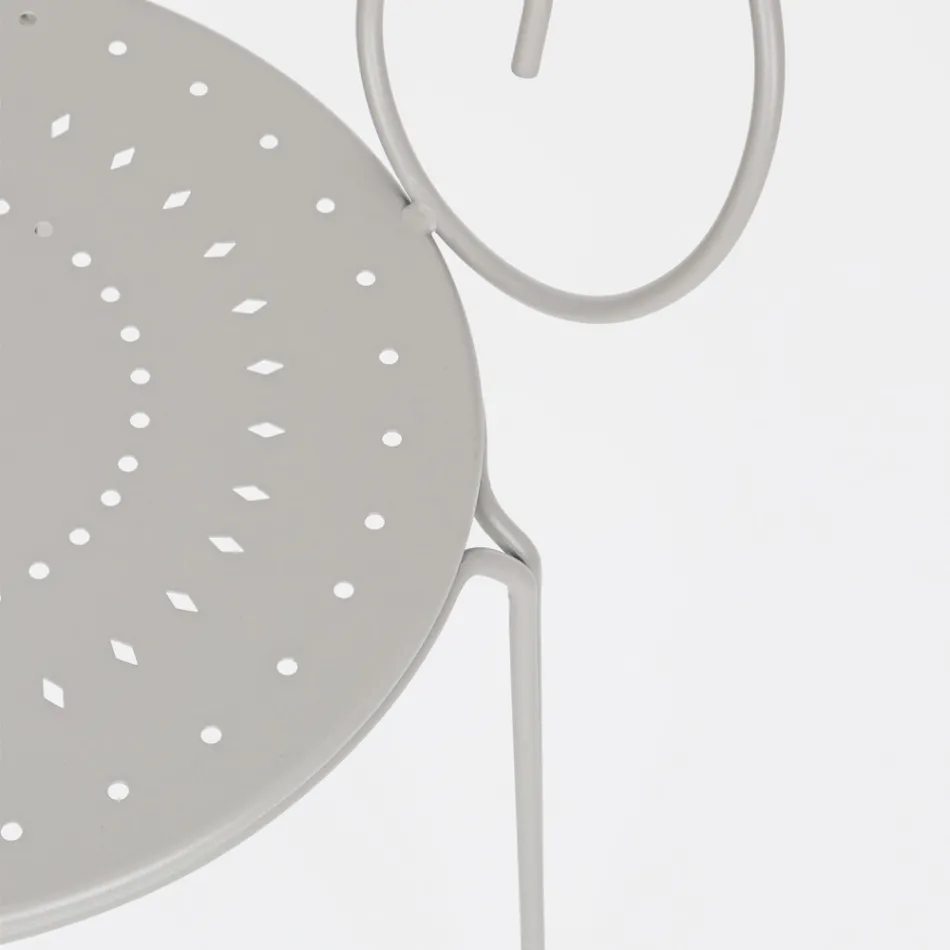 Trädgårdsstol med armstöd Shabby Chic Design i stål - Förtrollning Viadurini