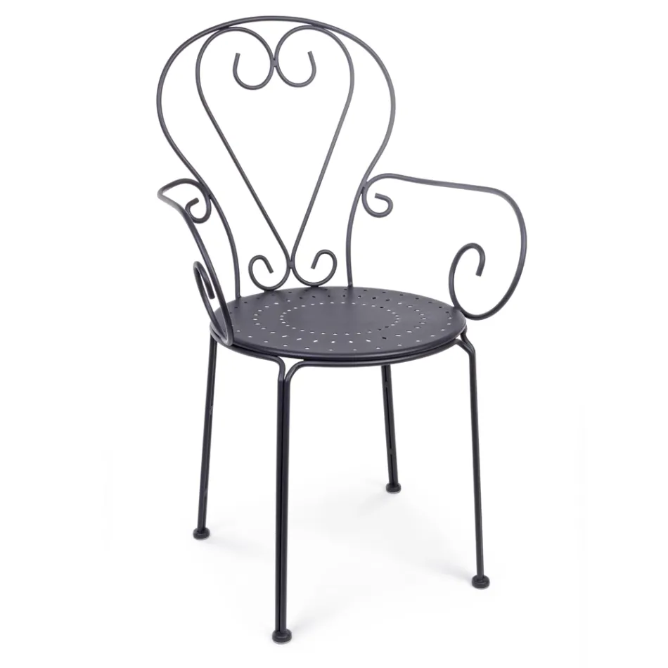 Trädgårdsstol med armstöd Shabby Chic Design i stål - Förtrollning Viadurini